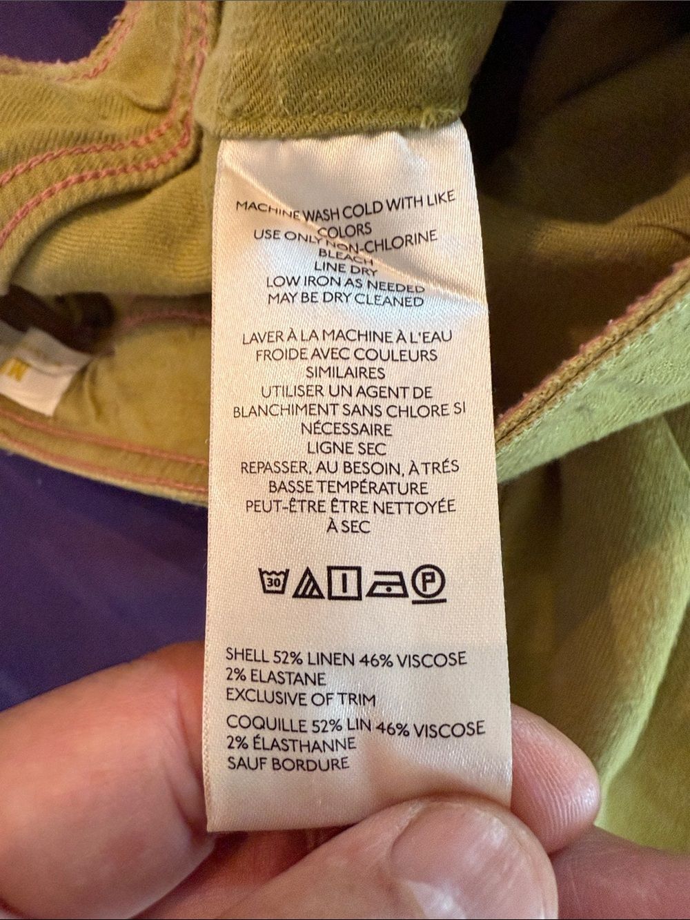 Maeve by Anthropology Ettie Chartreuse/Green Wide-Leg High Rise Linen Pants 11 - Picture 10 of 12